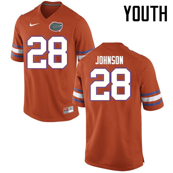 Florida Gators Youth #28 Kylan Johnson College Football Jerseys Orange